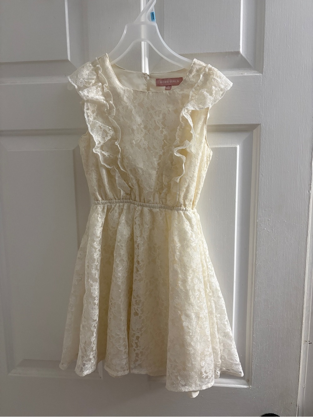 BCBGirls Cream Lace Ruffle Dress